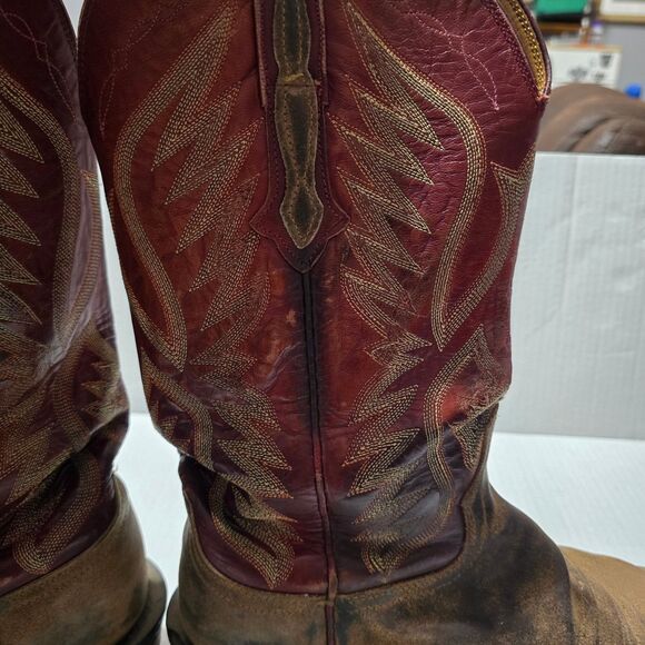 Lucchese Boots Men\'s 8.5 Brown Red Western Cowboy Square Toe CZ35037 main image 15